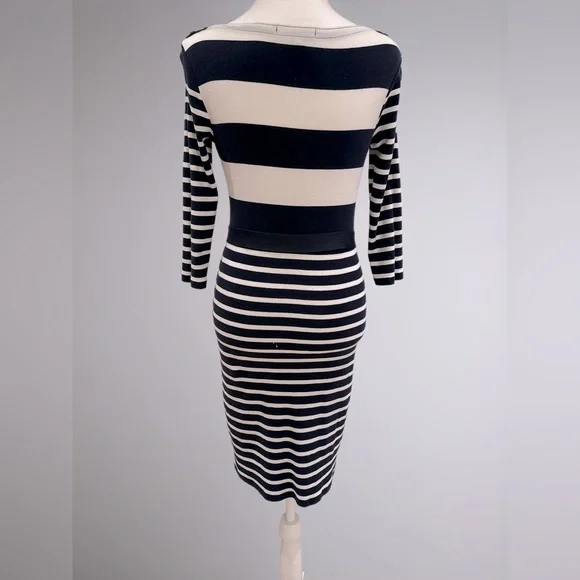 Lauren Ralph Lauren petite dress- navy blue & white stripes - size P medium - Picture 2 of 12